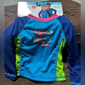 NWT-Kids SwimTee Rash Guard - Blue and Green